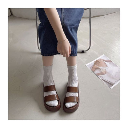 Platform Plain Slide Sandals