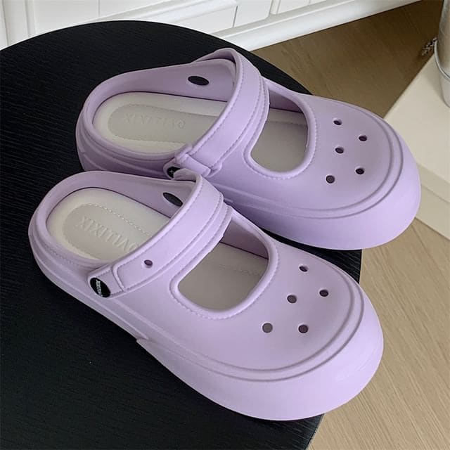 Platform Slingback Clogs - Light Purple / 36