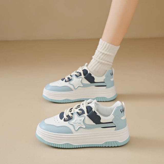 Platform Star Applique Lace - Blue / 35