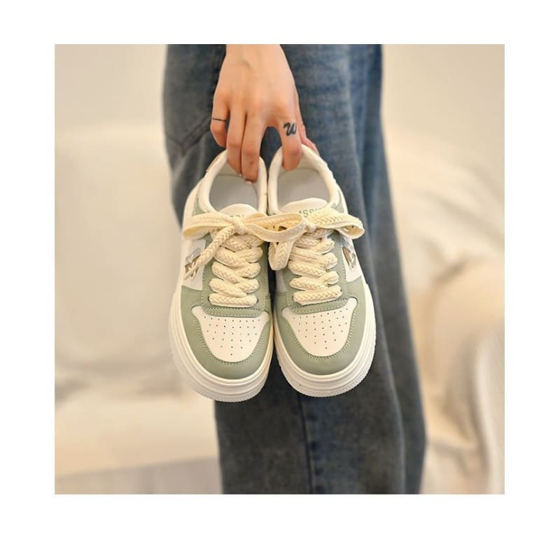 Platform Stitch Panel Sneakers