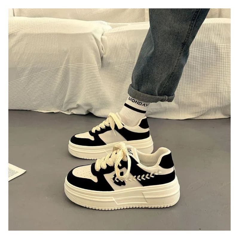 Platform Stitch Panel Sneakers