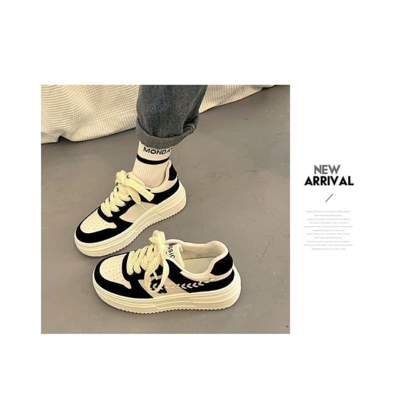 Platform Stitch Panel Sneakers