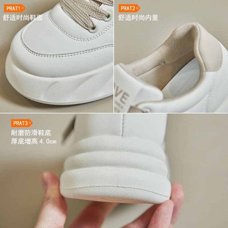 Platform Two Tone Applique Faux Leather Lace-Up Sneakers