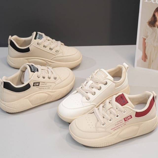 Platform Two Tone Lettering Print Lace-Up Sneakers – KawaiiMoriStore