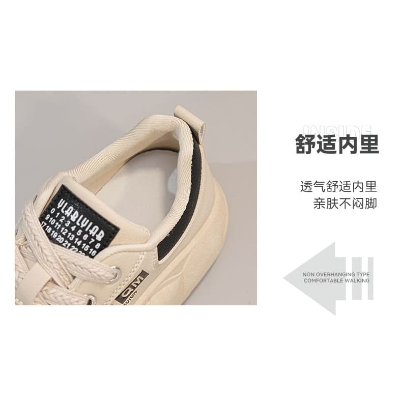 Platform Two Tone Lettering Print Lace-Up Sneakers