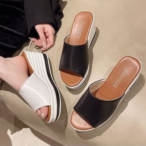 Platform Wedge Slide Sandals