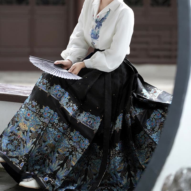 Plumage Embroidery Shirt Flower Tapestry Skirt