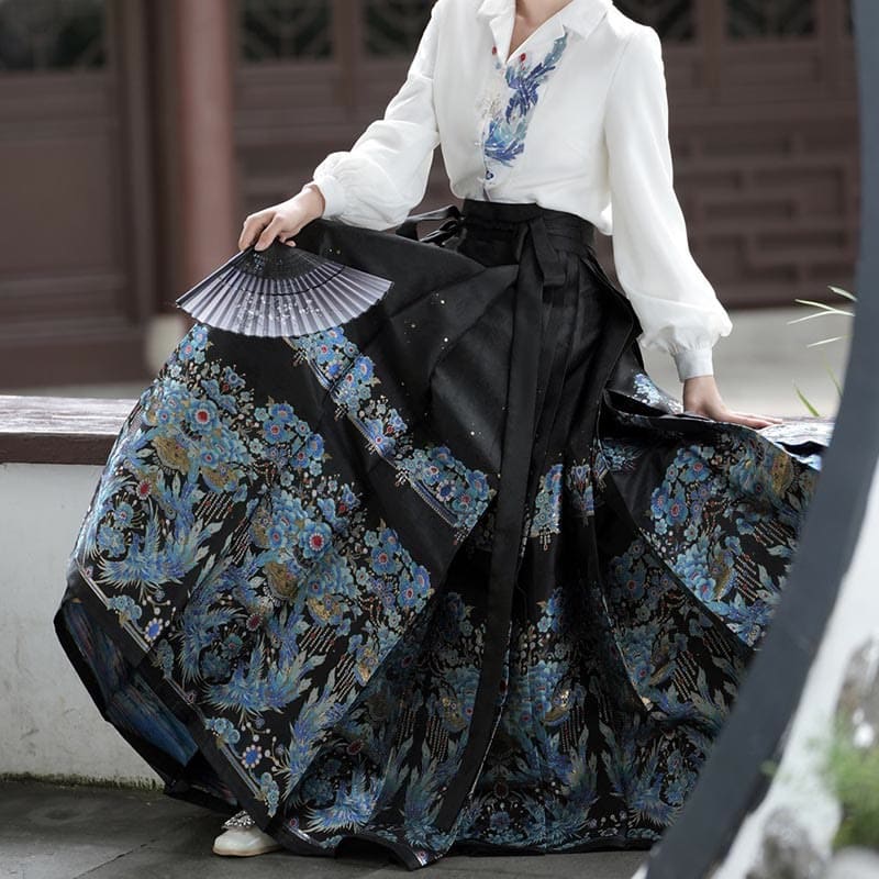 Plumage Embroidery Shirt Flower Tapestry Skirt