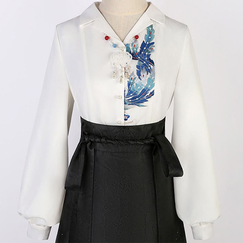 Plumage Embroidery Shirt Flower Tapestry Skirt - Shirt / S