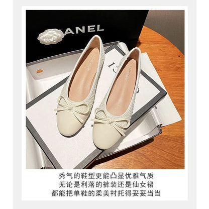 Pointed Cap Toe Bow Flats