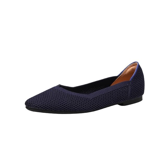 Pointed Plain Flats - Blue / 34