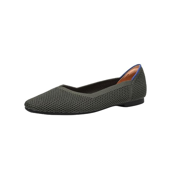 Pointed Plain Flats - Green / 34