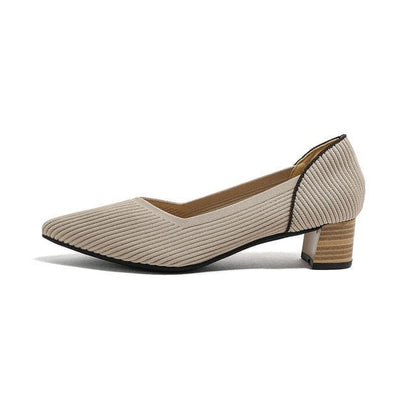 Pointed Ribbed Flats - Almond / 34