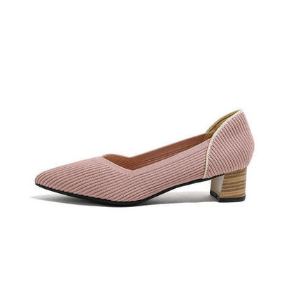 Pointed Ribbed Flats - Pink / 34