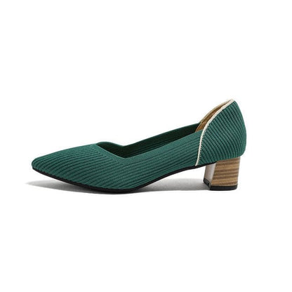 Pointed Ribbed Flats - Vintage Green / 34