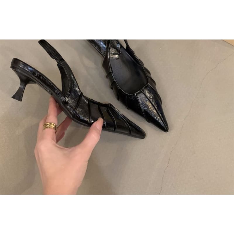 Pointed Slingback Kitten Heel Sandals