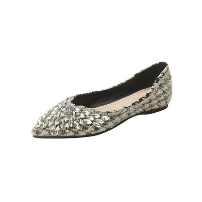 Pointy-Toe Rhinestone Flats