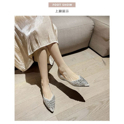 Pointy-Toe Rhinestone Flats