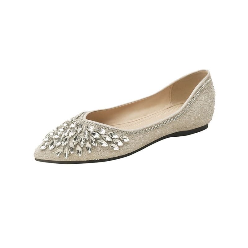 Pointy-Toe Rhinestone Flats