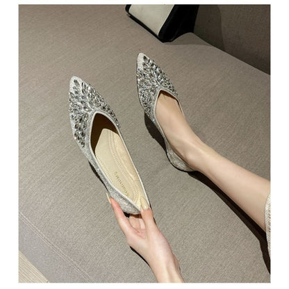 Pointy-Toe Rhinestone Flats