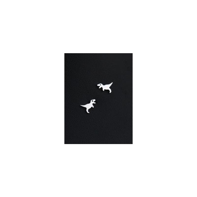 Polished Dinosaur Alloy Earring - 1 Pair - Silver / One Size