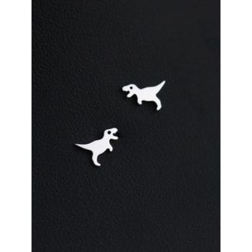 Polished Dinosaur Alloy Earring - 1 Pair - Silver / One Size