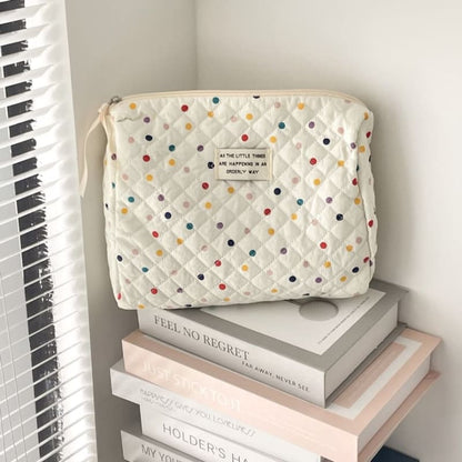 Polka Dot Fabric Makeup Bag / Clutch