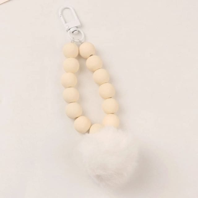 Pom Pom Key Chain - Q1109-2 - Off-White & White / One Size