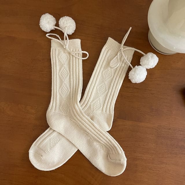 Pom Pom Socks - Almond / One Size