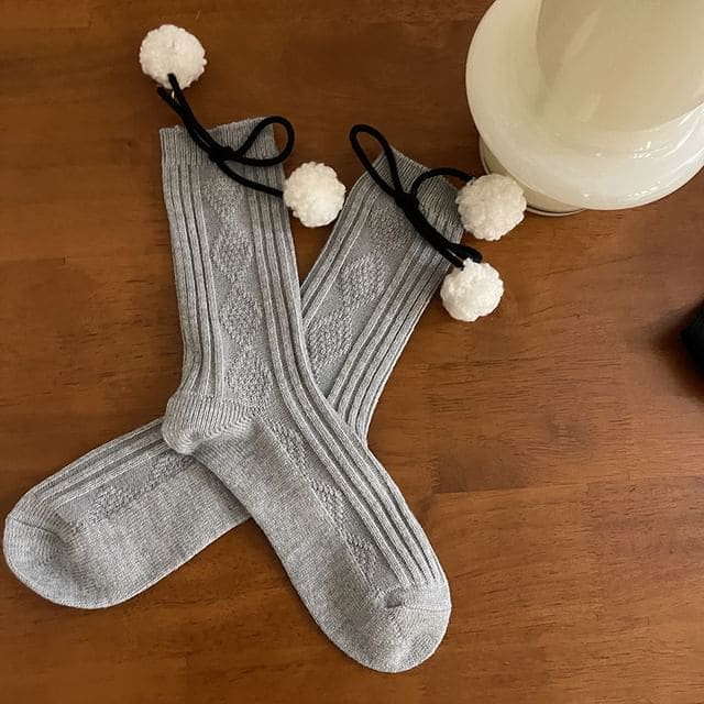 Pom Pom Socks - Gray / One Size