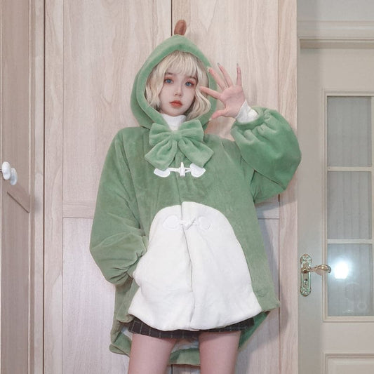 (Pre-sale)Pink Green Dino Warm Hoodie ON1090 MK Kawaii Store