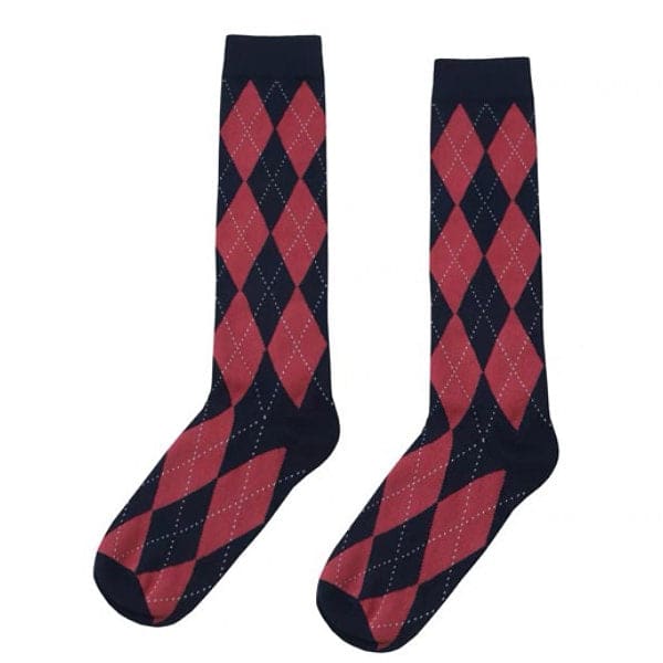 Preppy Argyle High Socks - Pink/blue - Socks