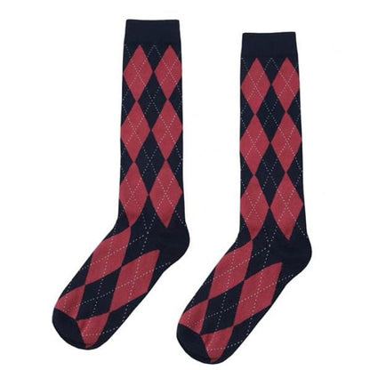 Preppy Argyle High Socks - Pink/blue - Socks