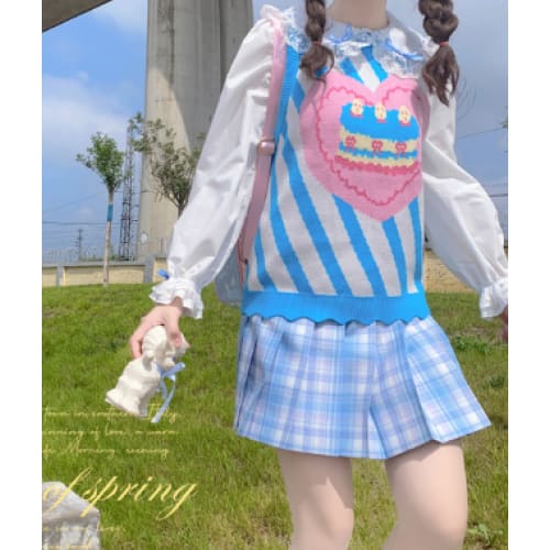 Preppy Style Kawaii Bunny Bear Winter Lolita Knitted Vest