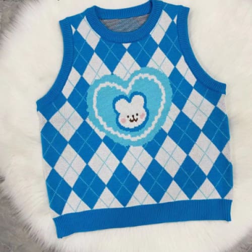 Preppy Style Kawaii Bunny Bear Winter Lolita Knitted Vest