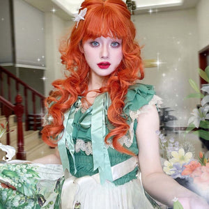 Princess Aria Orange Curly Wig ON1514 - Orange