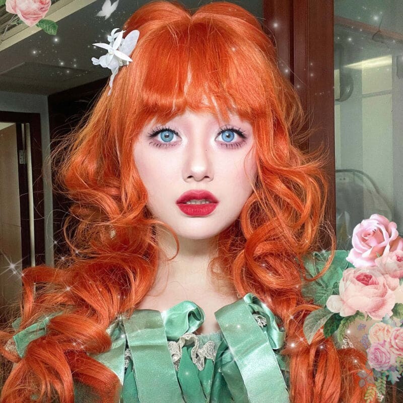Princess Aria Orange Curly Wig ON1514 - Orange