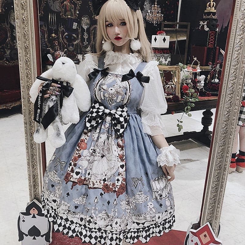 Princess Print Bow Lolita Suspender Dress