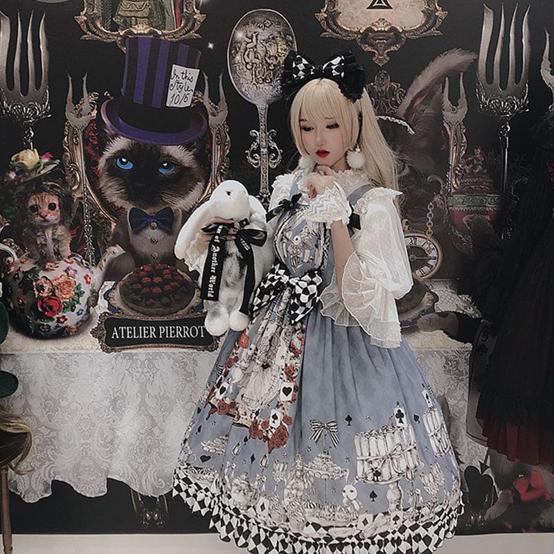 Princess Print Bow Lolita Suspender Dress