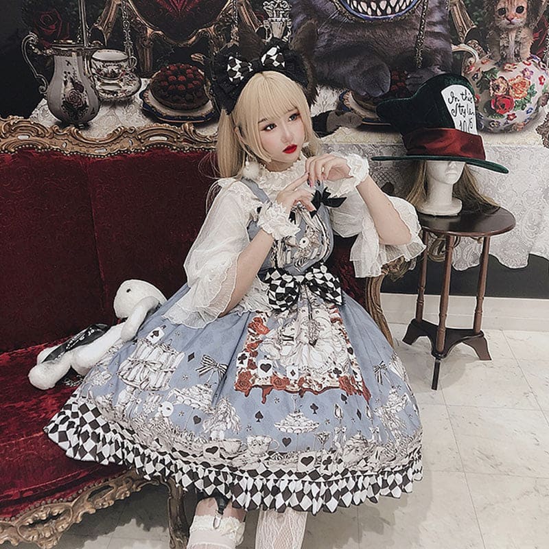 Princess Print Bow Lolita Suspender Dress