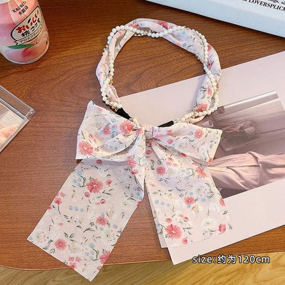 Print Bow Fabric Headband (Various Designs) - Daisy - Pink