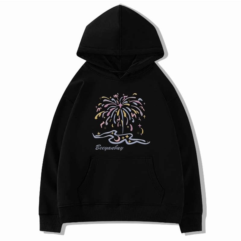 Print Drawstring Hoodie