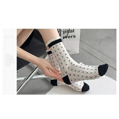 Printed Lettuce Edge Socks / Set