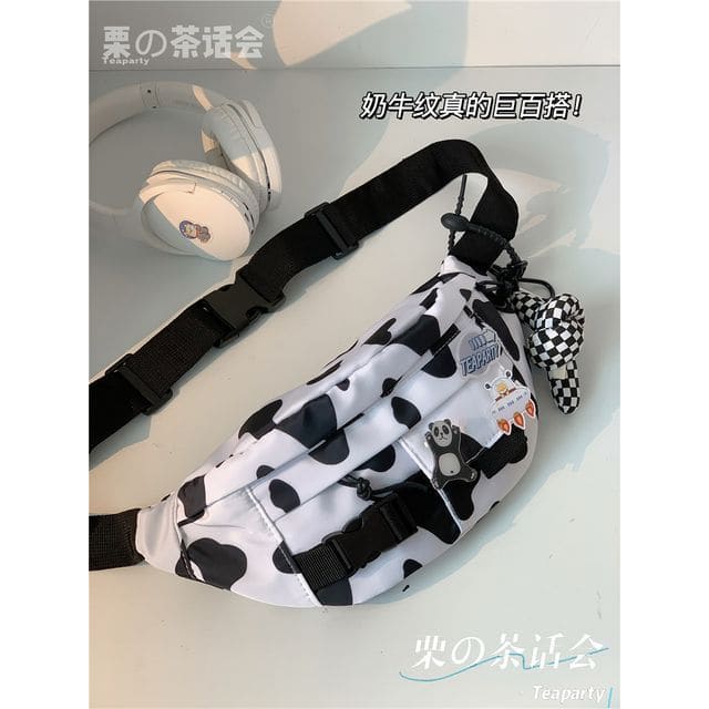 Printed Sling Bag / Bag Charm / Set - With Knot Charm