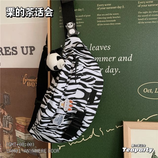 Printed Sling Bag / Bag Charm / Set - With Panda Charm