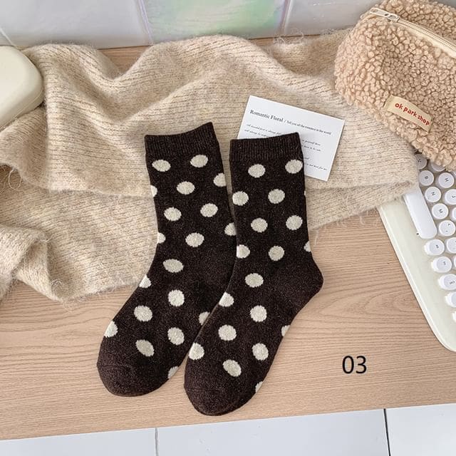 Printed Socks - 03 - Dark Brown / One Size