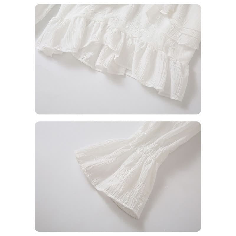 Puff Sleeve Crop Shirt Pocketed Loose Cargo Pants