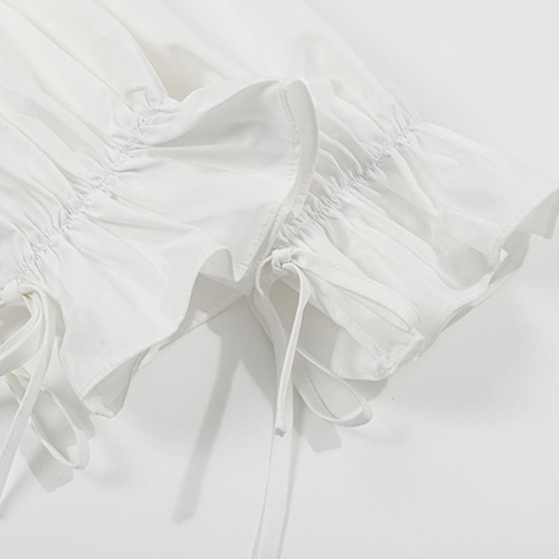 Puff Sleeve Crop Shirt Pocketed Loose Cargo Pants