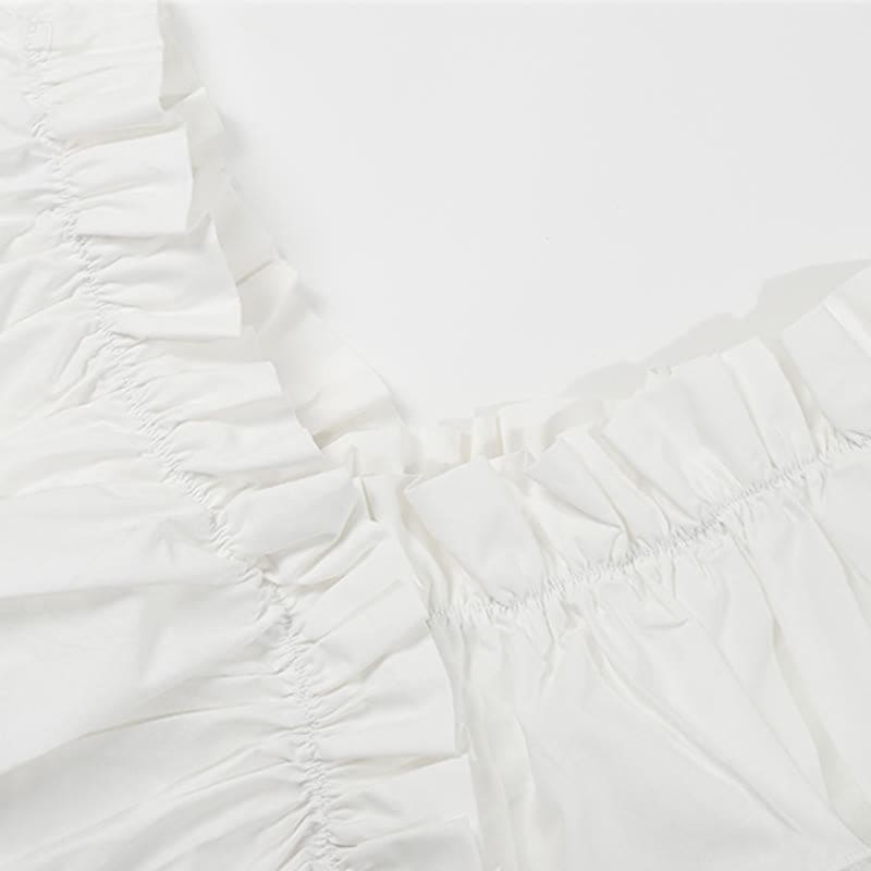 Puff Sleeve Crop Shirt Pocketed Loose Cargo Pants