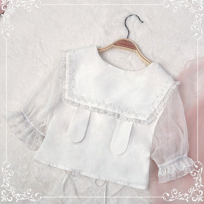 Puff-Sleeve Lace-Up Lolita Blouse